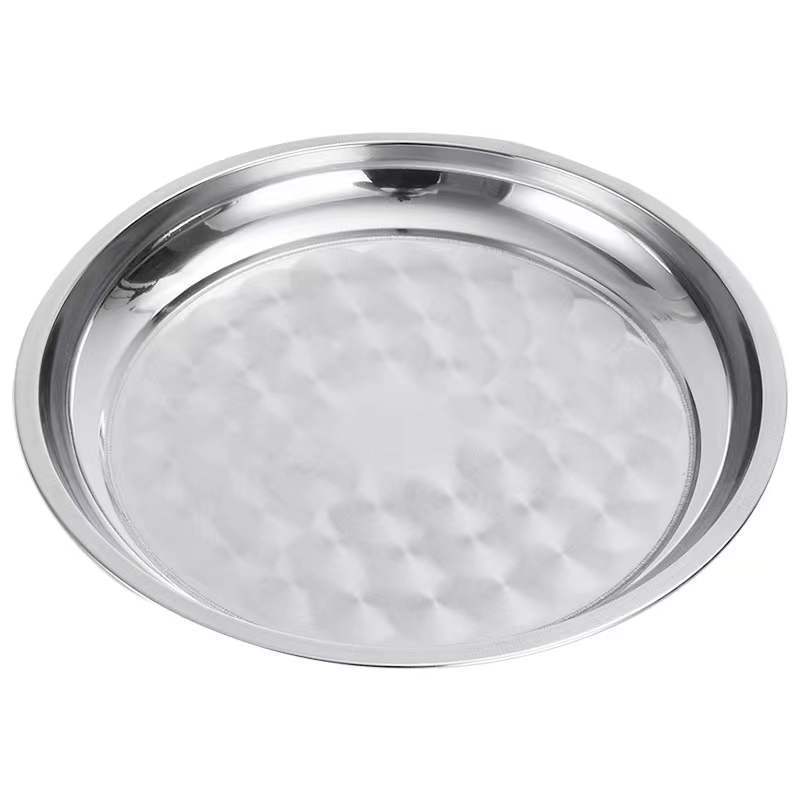 Low Price SS410 Food tray round serving trays Stainless Steel dinner plate serving dish corten steel plate