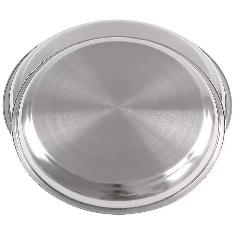 Low Price SS410 Food tray round serving trays Stainless Steel dinner plate serving dish corten steel plate