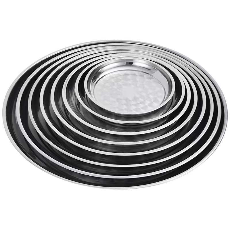 Low Price SS410 Food tray round serving trays Stainless Steel dinner plate serving dish corten steel plate