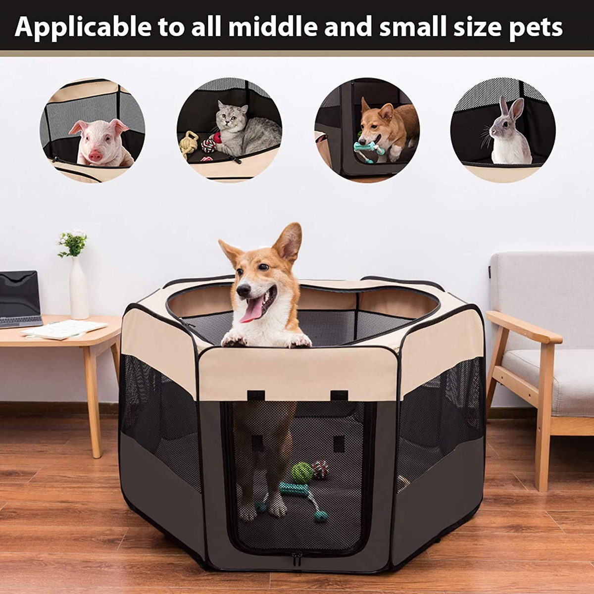 Latest New Design Final Factory Customize Pop Up Dog Tent ,Durable Oxford Foldable Pet Camping Tent