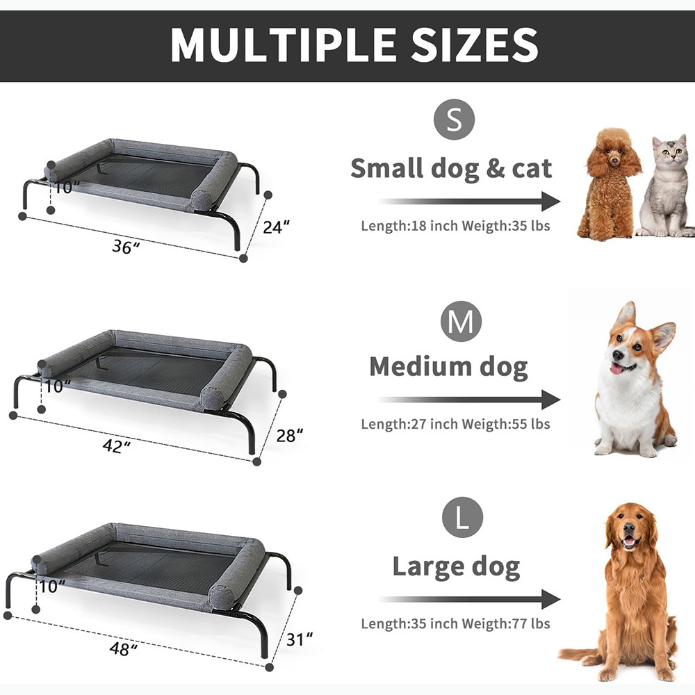 48 Inch Cooling Elevated Pet Cushion Bed Raised Dog Cots Beds for Small Dogs, Portable Indoor & Outdoor Pet Hammock Bed