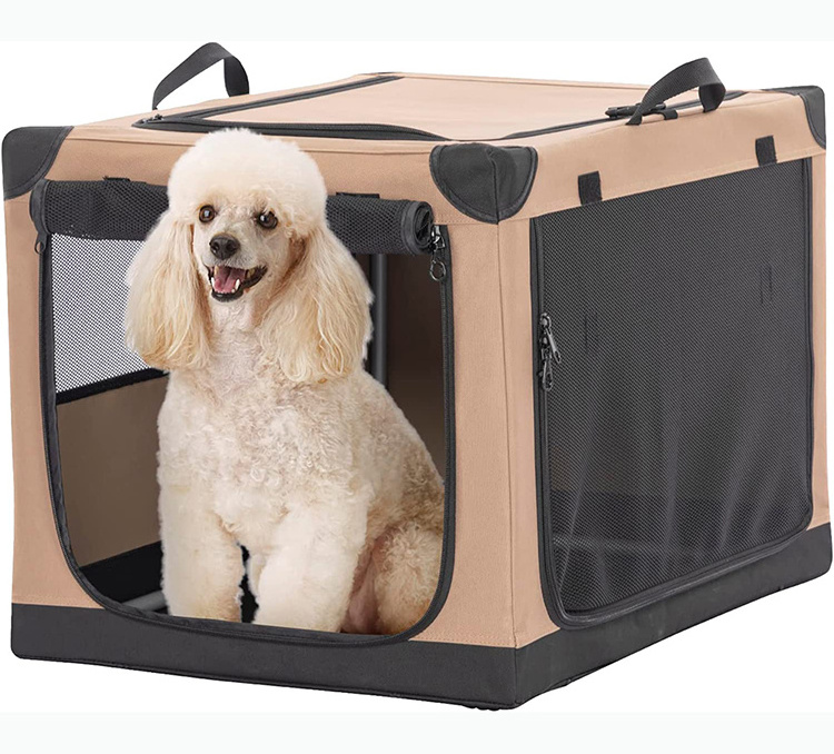 3-Door Pet Kennels ,Strengthen Sewing Collapsible Dog Crate, Soft Dog Crate