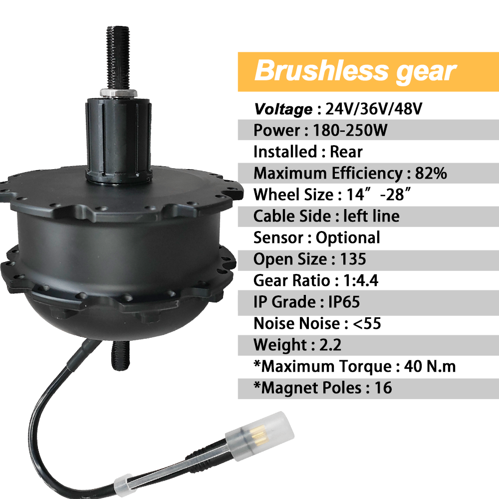 Electric Bike Rear Hub Motor with LCD Display Brushless Gear 36v 48v 180w 250W Single Wheel  24v Electric Bicycle kit 500W Power