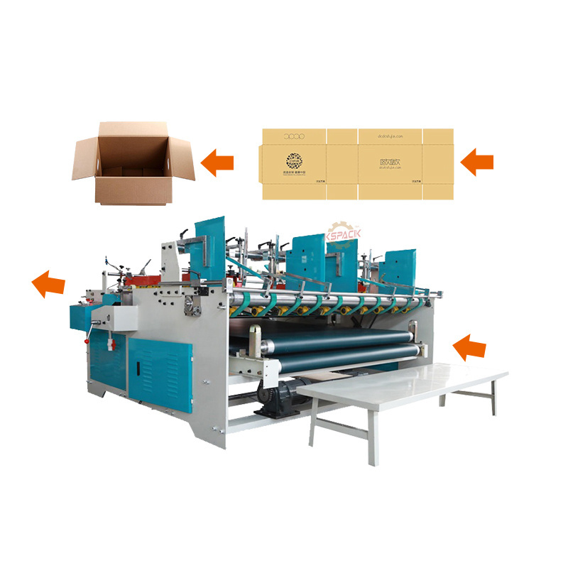 Automatic Carton Box Folder Gluer Machine paper board glue make machine