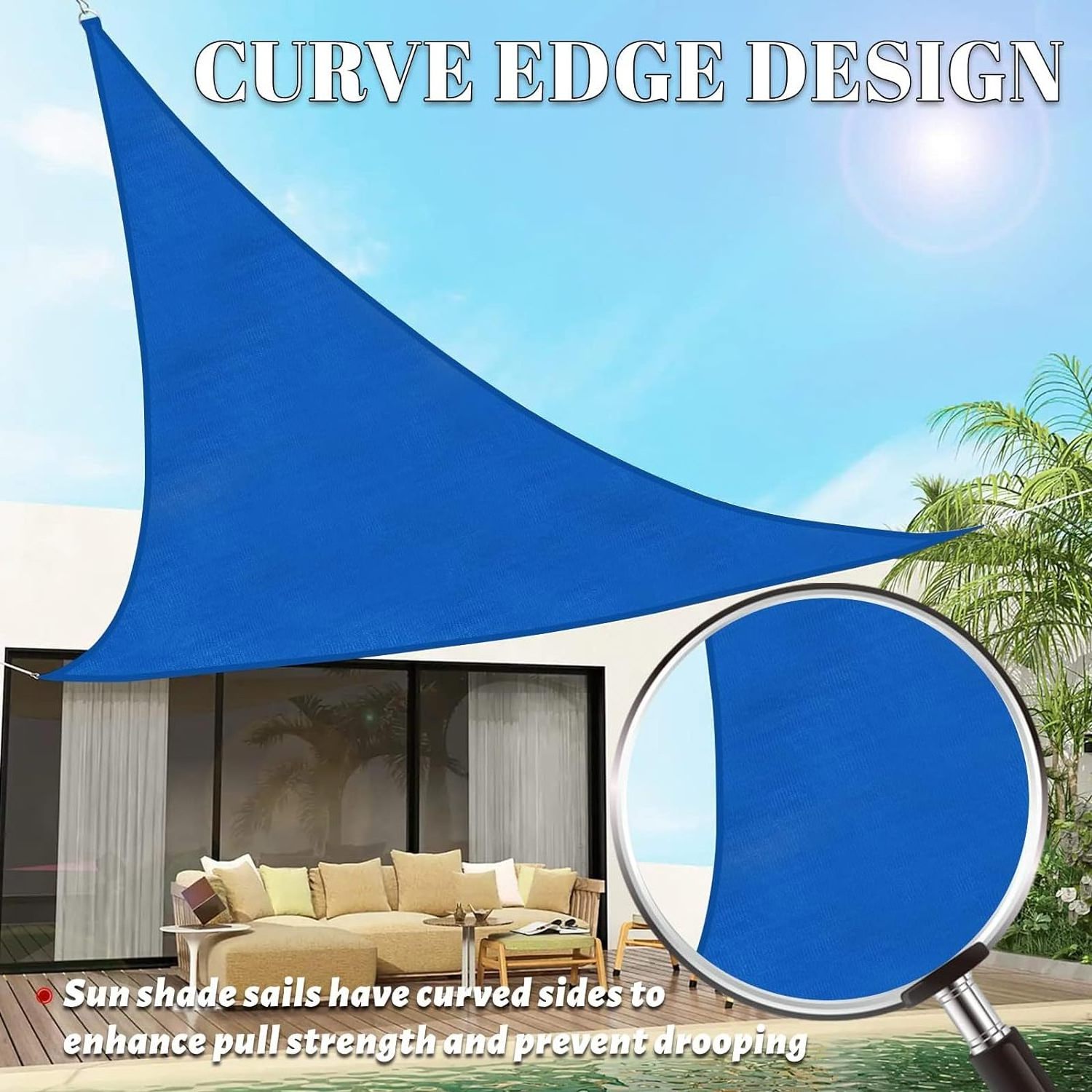 romantic outdoor shade waterproof garden sail canvas sun shade fabric / triangle shade sail