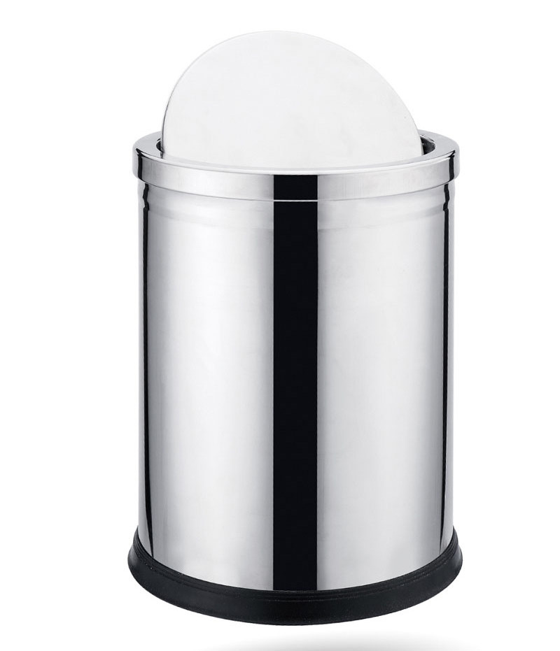 Stainless Steel Waste Bin with Lid  Kitchen Garbage Trash Bin  Commercial Trash Can Flip Bucket 3/5/8/12/20/30L