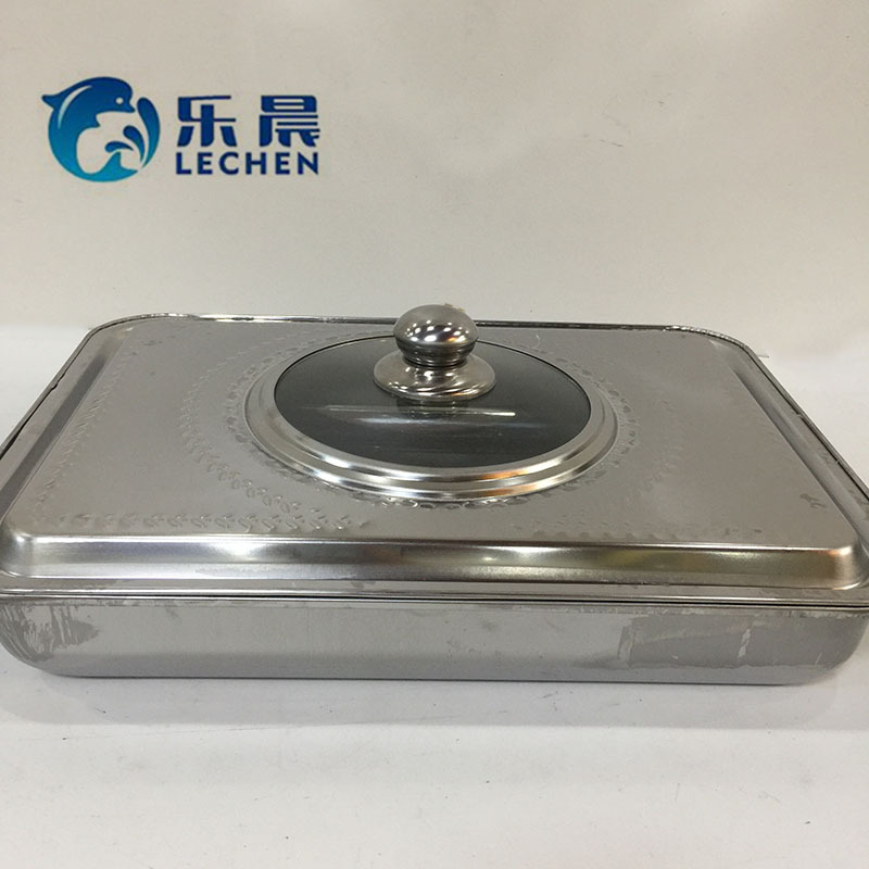 Stainless Steel Square  Fast Food Serving Tray  with Lid 36*27*7cm