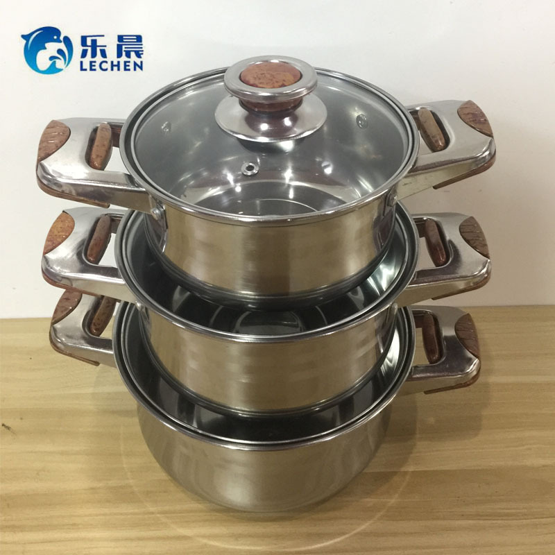 Single Bottom Cooking Pot Set Stainless Steel Cooking Pot Cookware Set Stainless Steel 3 Pieces