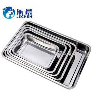 rectangular stainless steel traySquare Dish Food Fruit /Barbecue /Stainless Steel Plate Tray Dinner Plate Serving Tray for hotel