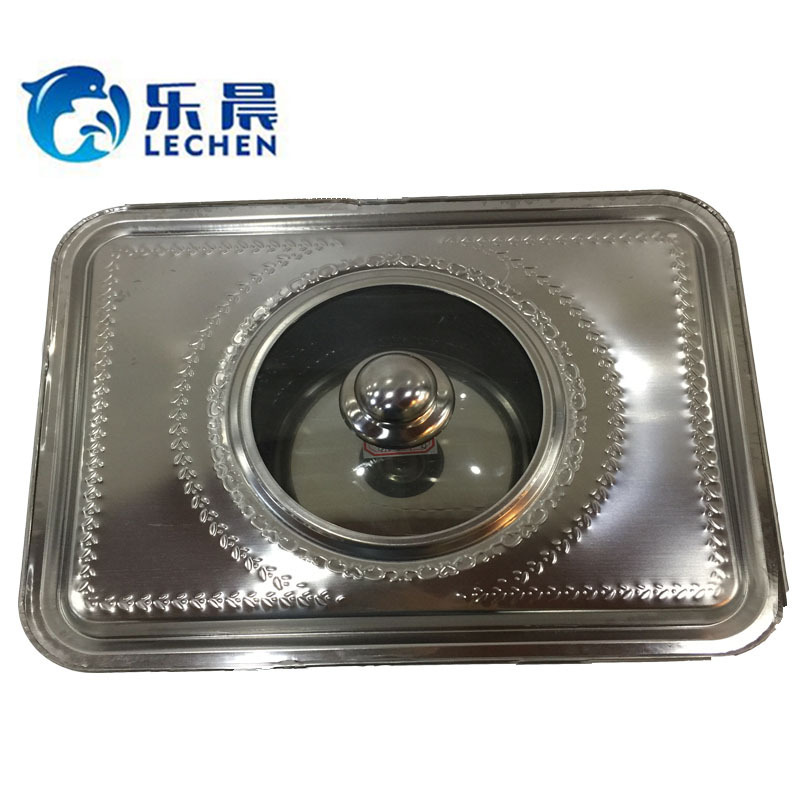 Stainless Steel Square  Fast Food Serving Tray  with Lid 36*27*7cm