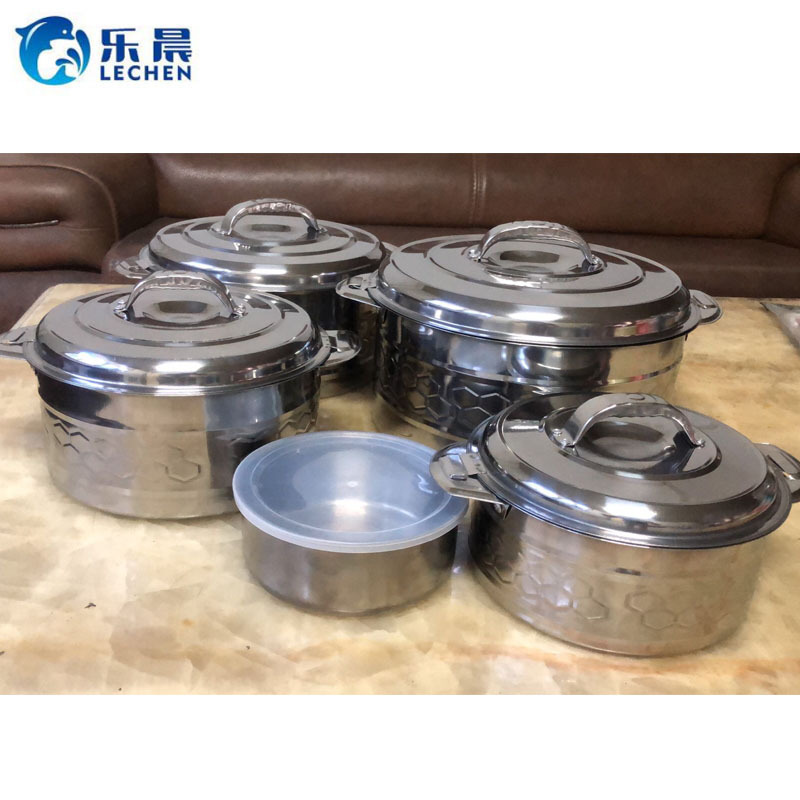 Stainless Steel Thermal Food Container  Embossing Pot Set Double Heat Preservation Food warmer  Container 4pcs5pcs