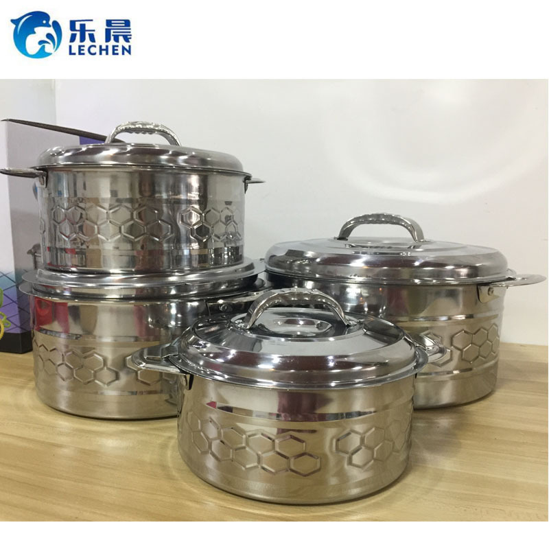 Stainless Steel Thermal Food Container  Embossing Pot Set Double Heat Preservation Food warmer  Container 4pcs5pcs