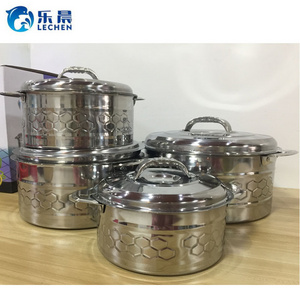 Stainless Steel Thermal Food Container  Embossing Pot Set Double Heat Preservation Food warmer  Container 4pcs5pcs