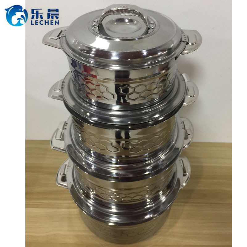 Stainless Steel Thermal Food Container  Embossing Pot Set Double Heat Preservation Food warmer  Container 4pcs5pcs