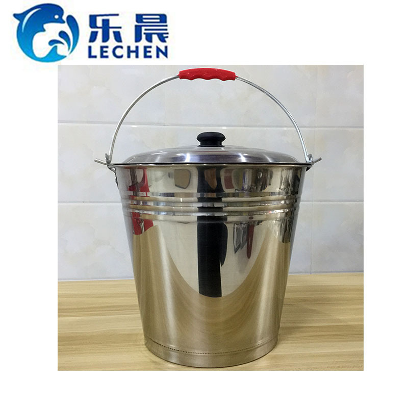 Stainless Steel  Thickened Bucket Household Mop Bucket Water Bucket with Lid and  Handle 10/12/16L