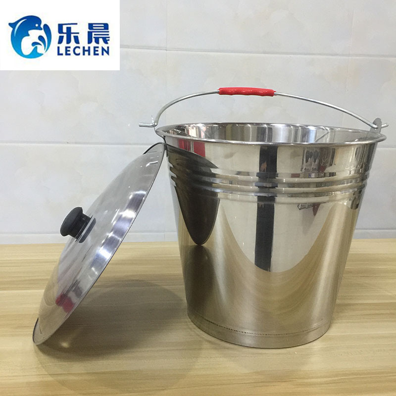 Stainless Steel  Thickened Bucket Household Mop Bucket Water Bucket with Lid and  Handle 10/12/16L