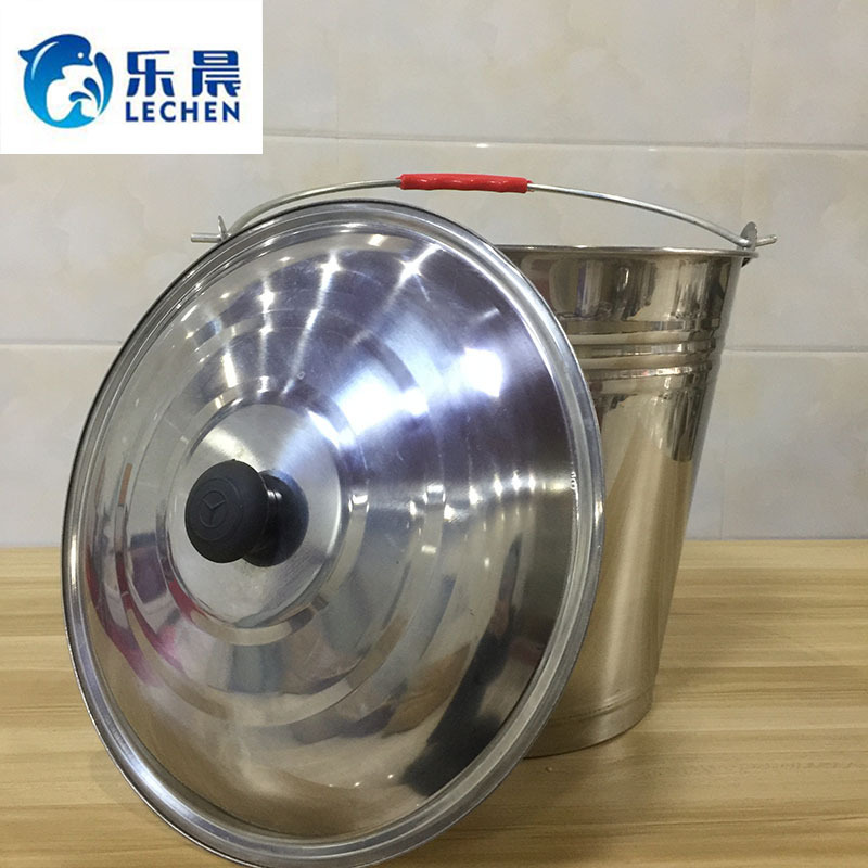 Stainless Steel  Thickened Bucket Household Mop Bucket Water Bucket with Lid and  Handle 10/12/16L