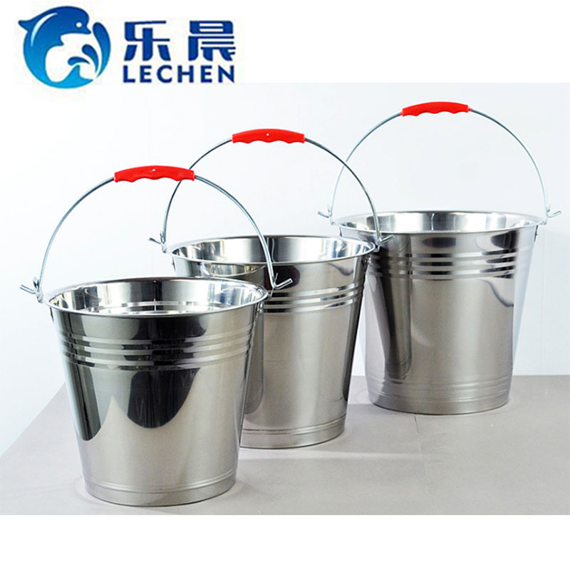 Stainless Steel  Thickened Bucket Household Mop Bucket Water Bucket with Lid and  Handle 10/12/16L