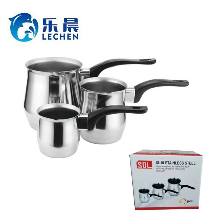 Stainless Steel 201 3pcs set of Arabian Milk Coffee Cup Small Milk Pot Coffee Warmer with Handle