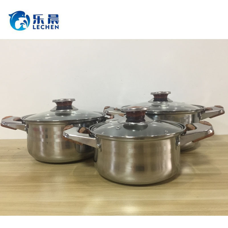 Single Bottom Cooking Pot Set Stainless Steel Cooking Pot Cookware Set Stainless Steel 3 Pieces