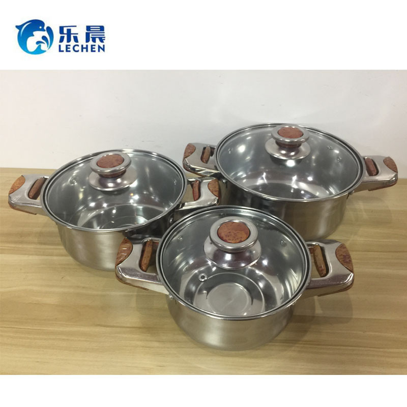 Single Bottom Cooking Pot Set Stainless Steel Cooking Pot Cookware Set Stainless Steel 3 Pieces