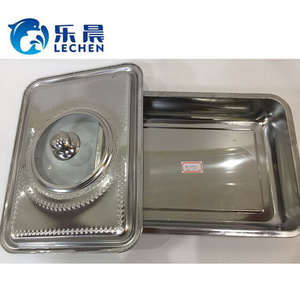 Stainless Steel Square  Fast Food Serving Tray  with Lid 36*27*7cm