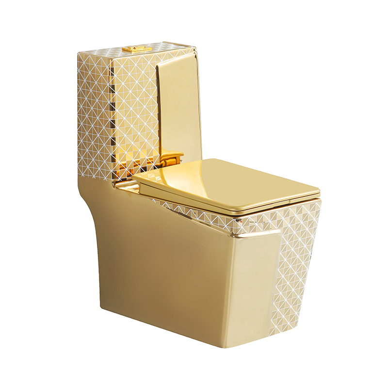 Toilettes Flower Pattern Ceramic Wc Porcelain Water Closet One Piece Gold Toilet For Bathroom