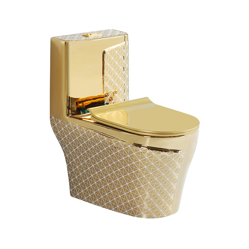 Toilettes Flower Pattern Ceramic Wc Porcelain Water Closet One Piece Gold Toilet For Bathroom