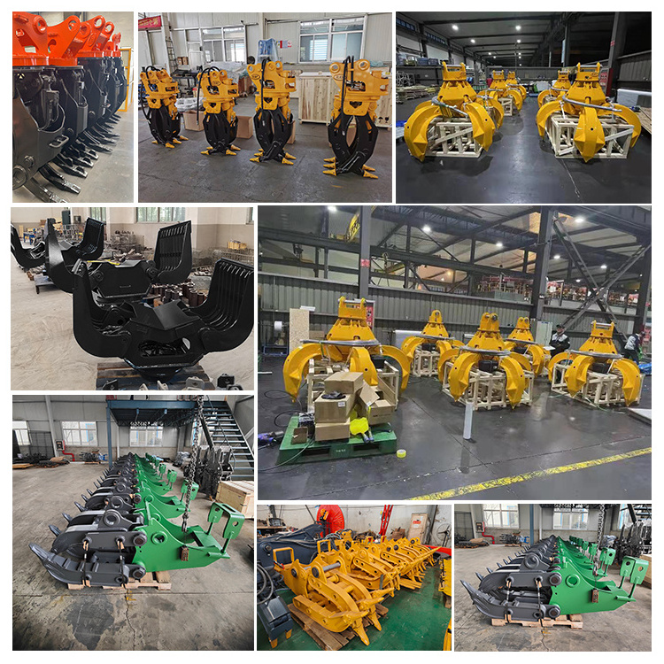 Hydraulic Grab Bucket Iron Grab Scrap Metal Peel Grapple Four Claw Waste Steel Claws Orange for 5-47T Excavator 500KG,500