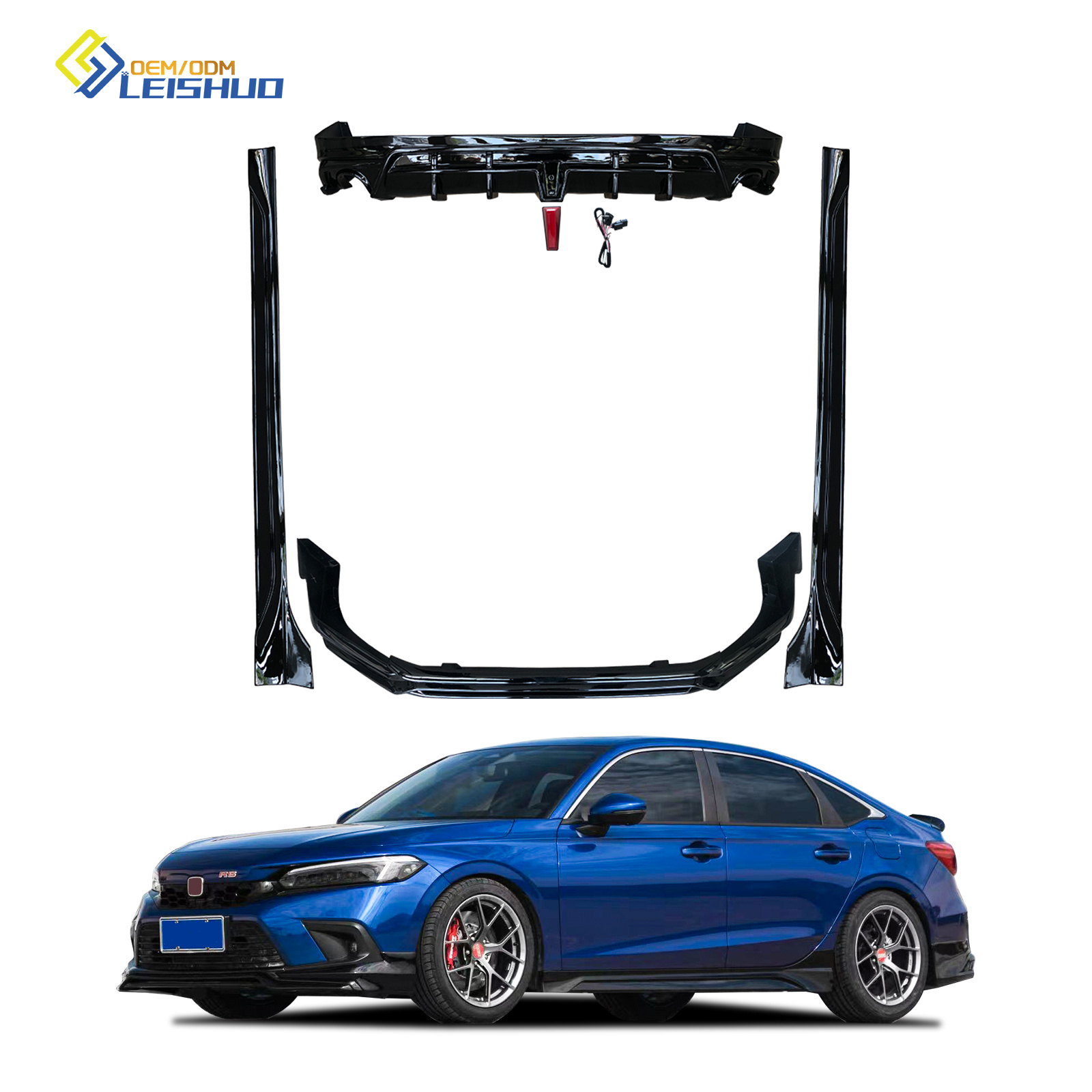 Leishuo Manufacture Front Bumper Lip Rear Diffuser Side Skirt Yofer Air Bodykit Body Kits For Honda 11th Civic 2021+