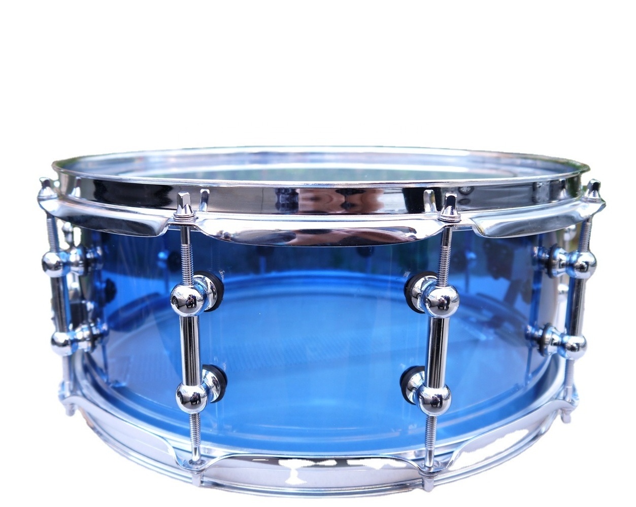 Acrylic Snare Drum with Tube Lugs Blue Color