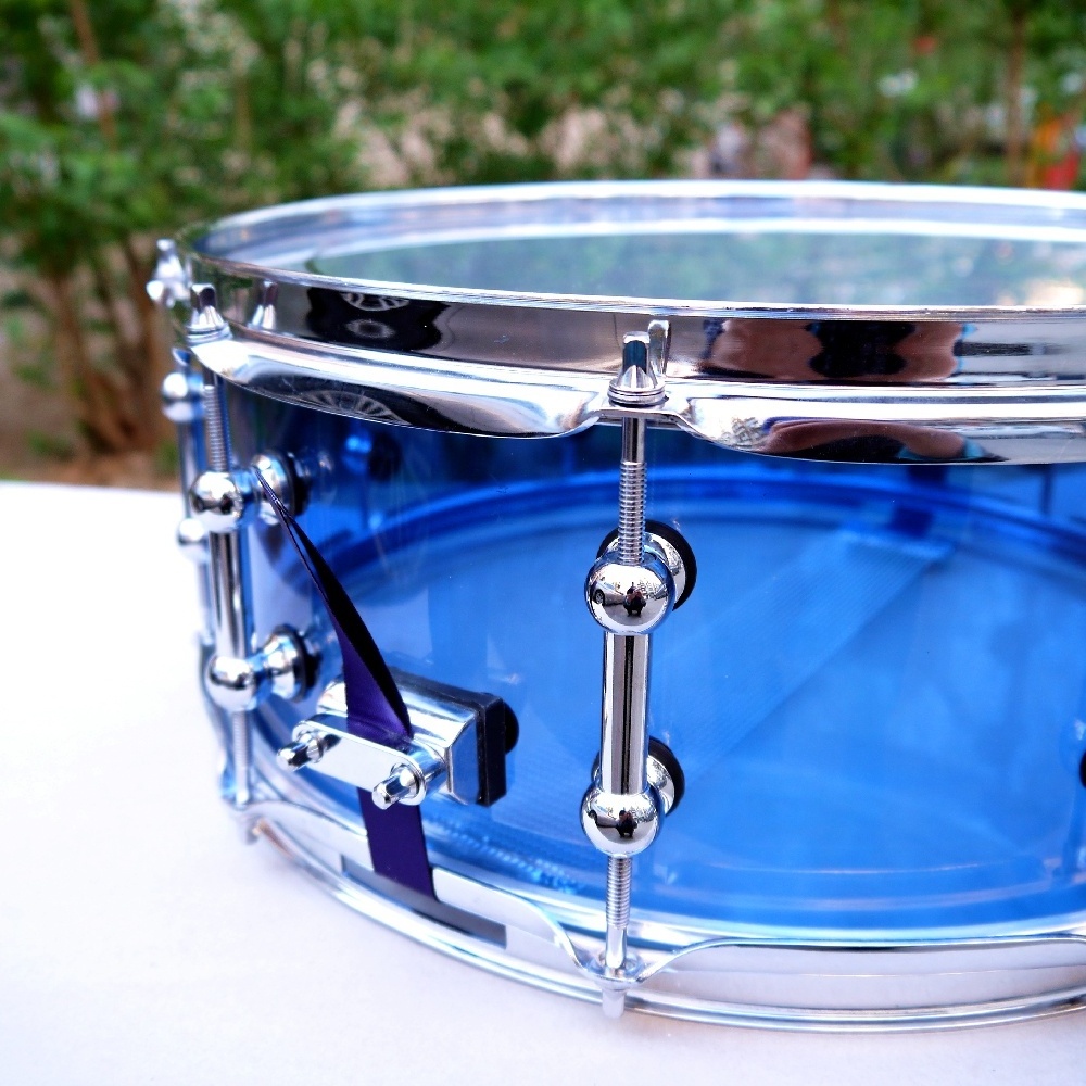 Acrylic Snare Drum with Tube Lugs Blue Color