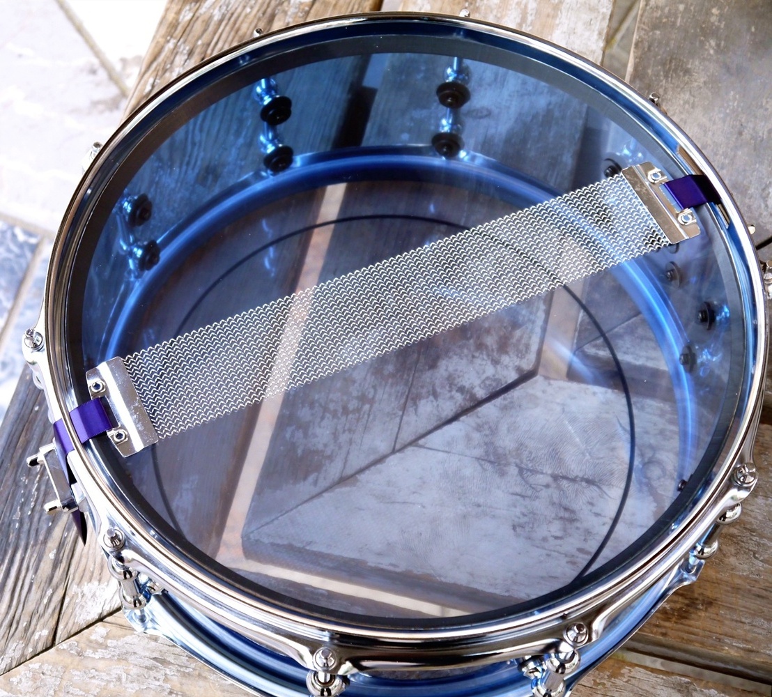 Acrylic Snare Drum with Tube Lugs Blue Color