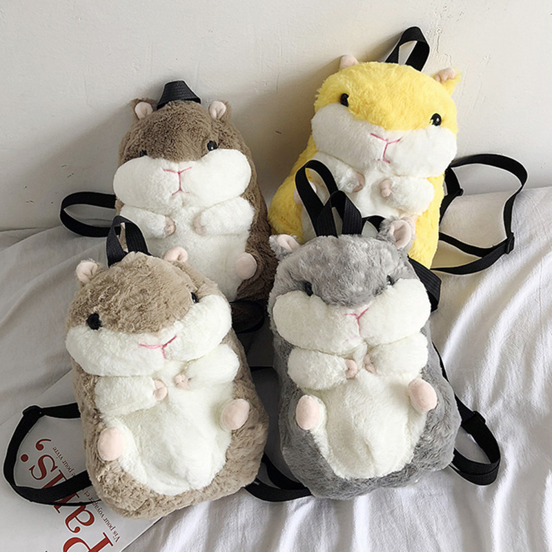 custom kids children women coin doll back pack bag fat hamster stuffed fur plush animal backpack