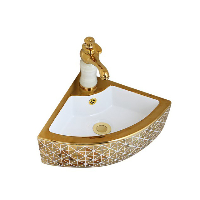 2021 Hot sale  Bathroom Luxury Gold  Triangular Basin Corner Basin Wall Sink Basin Bathroom Sink