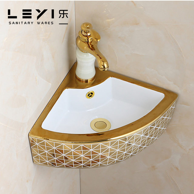 2021 Hot sale  Bathroom Luxury Gold  Triangular Basin Corner Basin Wall Sink Basin Bathroom Sink