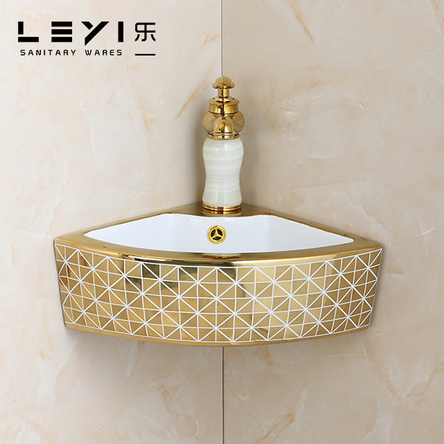 2021 Hot sale  Bathroom Luxury Gold  Triangular Basin Corner Basin Wall Sink Basin Bathroom Sink