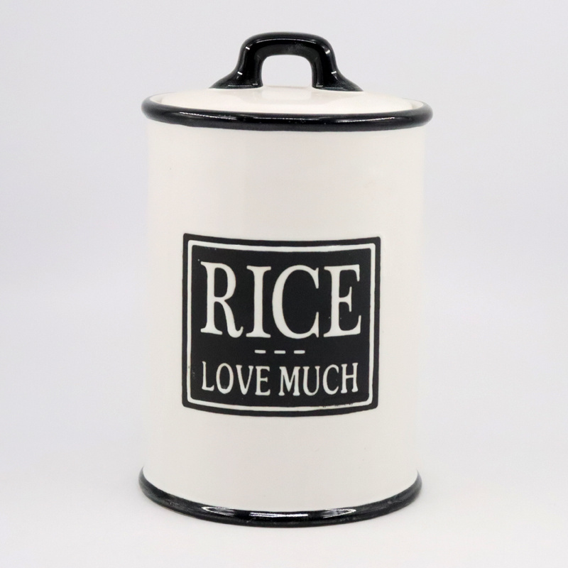 Wholesale Food Storage Container Spice Jar with Air Tight Lid Ceramic Kitchen Rice Canister Flour Storage Jars