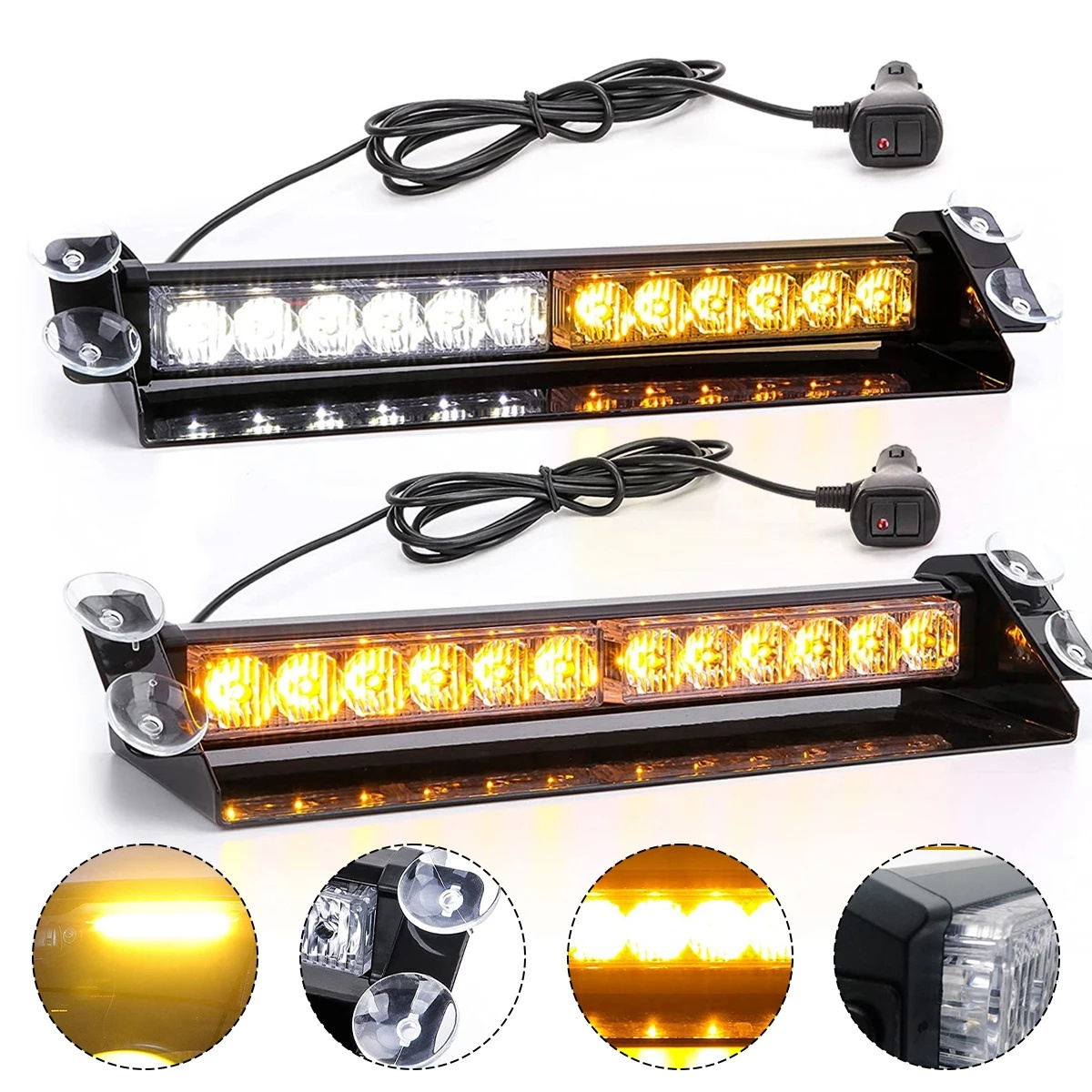 LED Emergency Strobe Lights DC 12V 12 LED Emergency Warning Light IP65 Waterproof 11.8