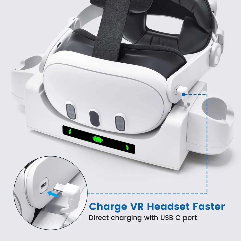 Charging Dock Wall Mount for Meta Quest 3, Oculus VR Accessories Charger Station Controller Battery Pack, Fit Elite Head Strap