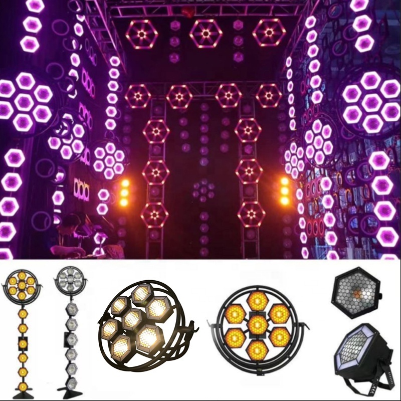 800W/1000W COB/RGB Mini Retro Stage Light Lamp Stage Hexagonal 7 Halo Hexa Pixel Control Blinder Light