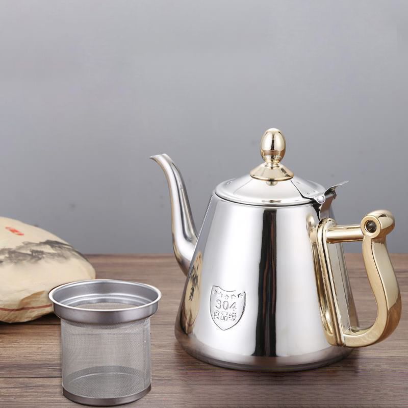 304 Stainless Steel Turkish Teapot Thickened Thermos Restaurant Hotel Boiling Water Arabic Tea Pot with Filter Infuser Kettle