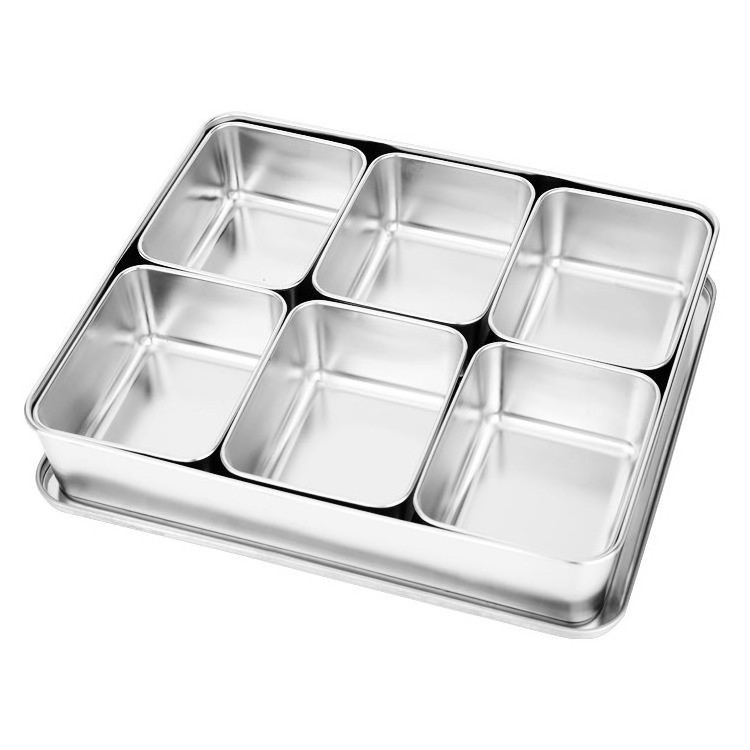 Japanese kitchen canister stainless steel condiment containers spice box with 8 compartment