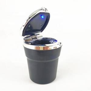 custom stainless steel cigar smoking ashtray portable lighted car ashtray With Led