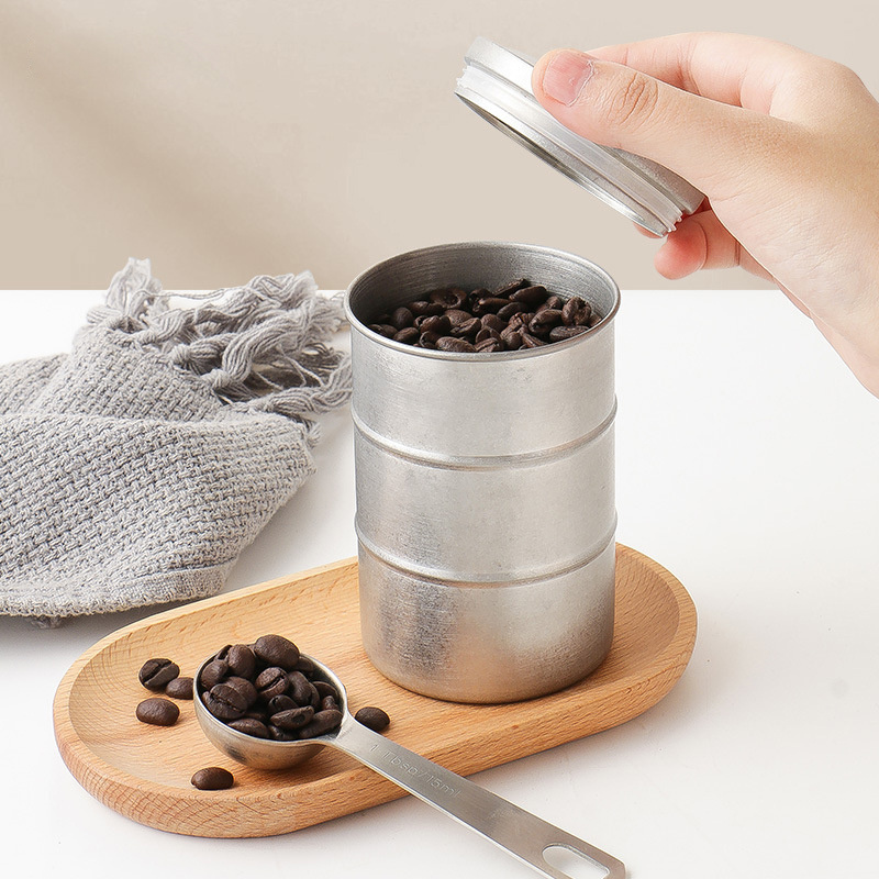 Baming Stainless Steel Seal Coffee Storage Container Vacuum Sealed Coffee Jar 350ml Tea Sugar Coffee Beans Canisters