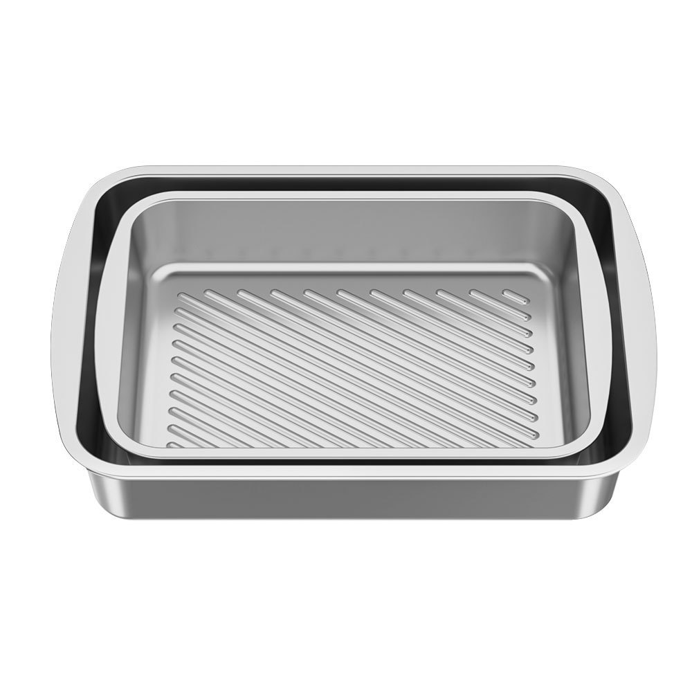 Baming Customized Logo 304 Stainless Steel Kitchen Baking Pans for Oven Bread Cookie Lobster Roast Chicken Baking Tray