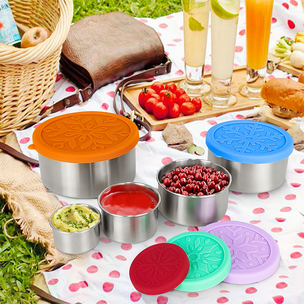 Baming silicone lid stainless steel lunch box set food grade silicone lid bneto box food storage containers