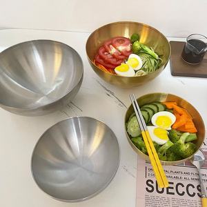 Baming Korean Style Stainless Steel Cold Noodles Mixing Bowls Bread Salad Big Mixing Bowl Silver/Gold