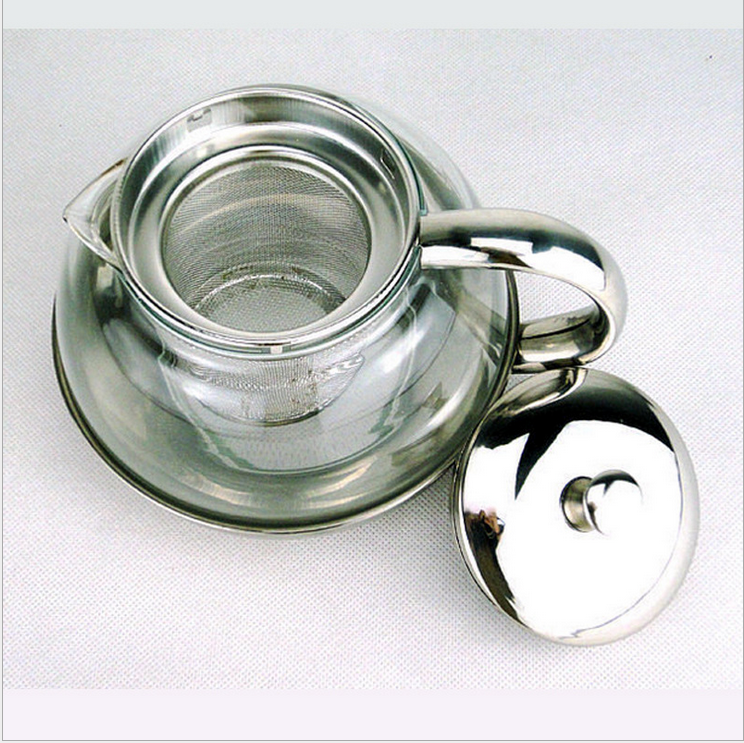 Lihong Promotional Items Heat Resistant Glass andStainless Steel Teapot Tea Pot With Strainer Filter Pyrex Glass Tea Kettle