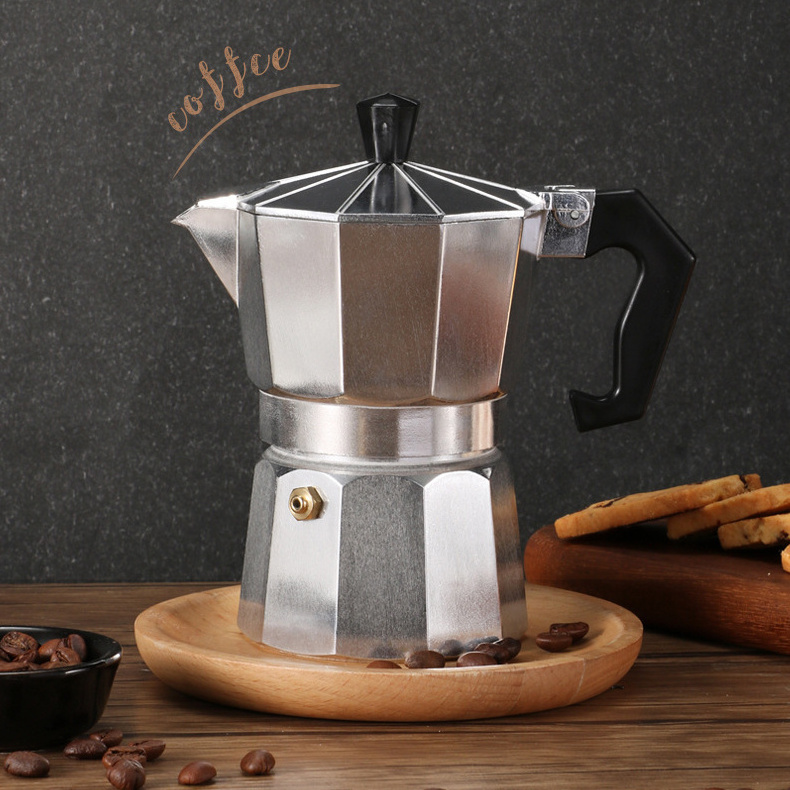 Baming Professional Espresso Coffee Maker Aluminum Moka Pot Bialetti Custom Logo Can Open Flame Heated 1/2/3/6/9/12 Cup